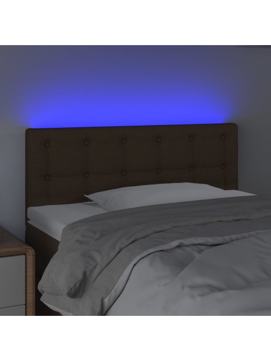 Čelo postele s LED tmavě hnědé 100x5x78/88 cm textil