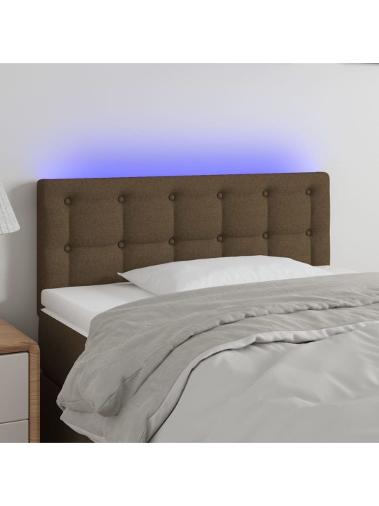 Čelo postele s LED tmavě hnědé 100x5x78/88 cm textil