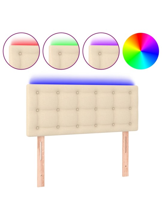 Čelo postele s LED krémové 100x5x78/88 cm textil