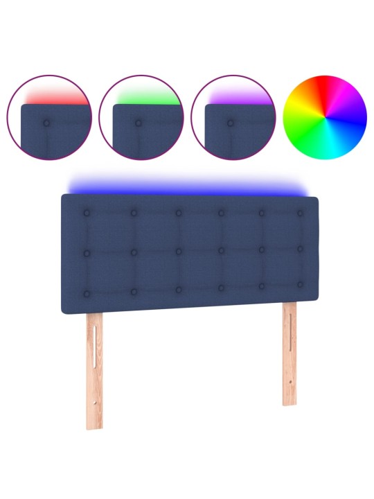 Čelo postele s LED modré 100x5x78/88 cm textil