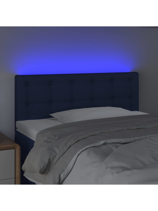 Čelo postele s LED modré 100x5x78/88 cm textil