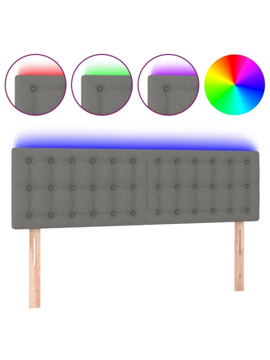 Čelo postele s LED tmavě šedé 144x5x78/88 cm textil