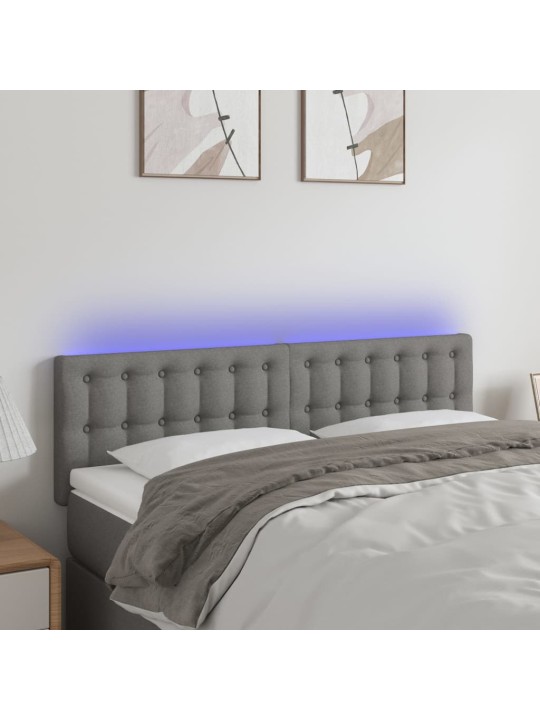 Čelo postele s LED tmavě šedé 144x5x78/88 cm textil