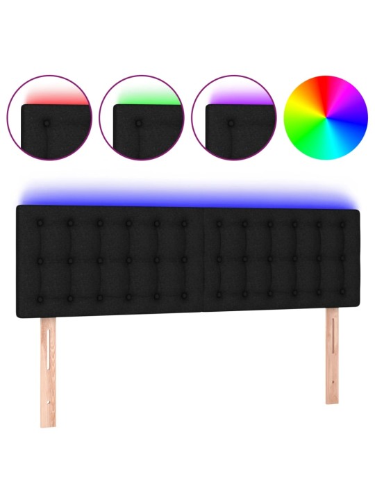 Čelo postele s LED černé 144x5x78/88 cm textil