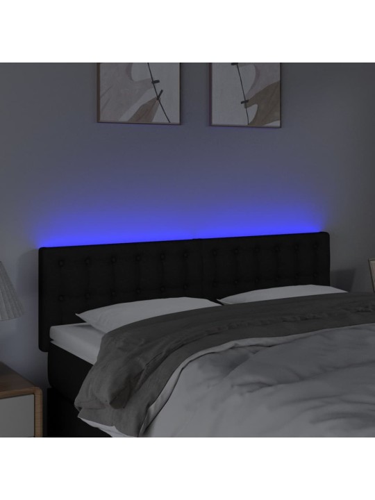 Čelo postele s LED černé 144x5x78/88 cm textil