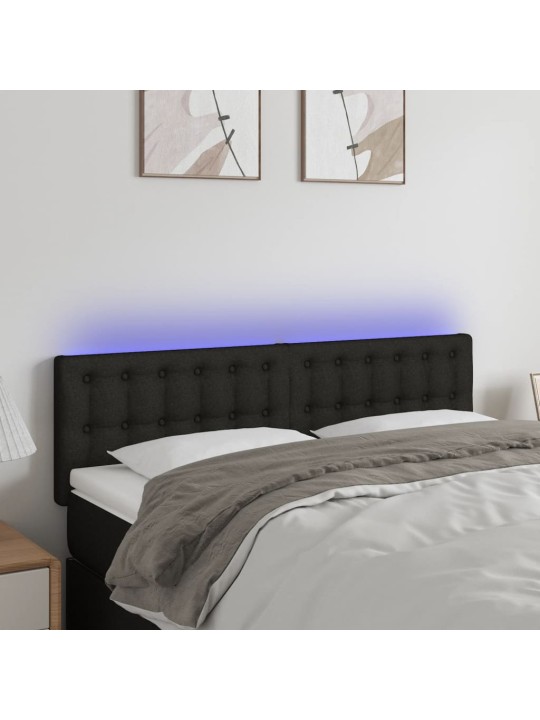 Čelo postele s LED černé 144x5x78/88 cm textil