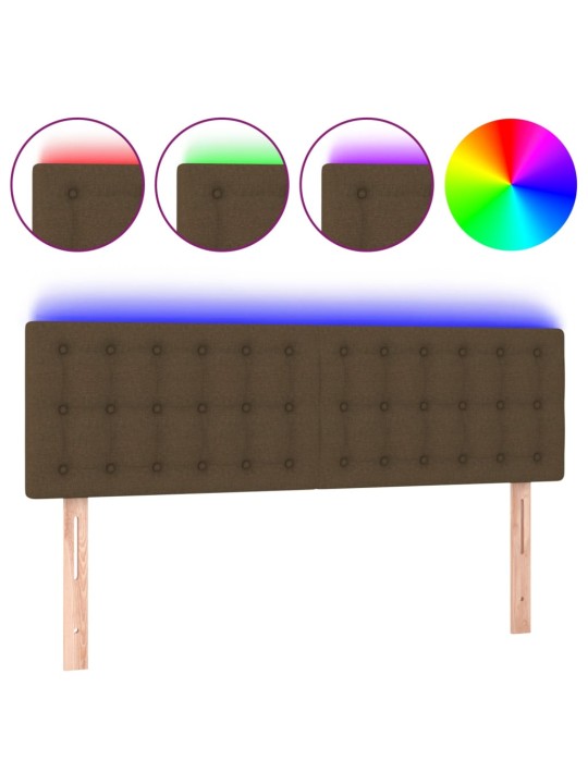 Čelo postele s LED tmavě hnědé 144x5x78/88 cm textil