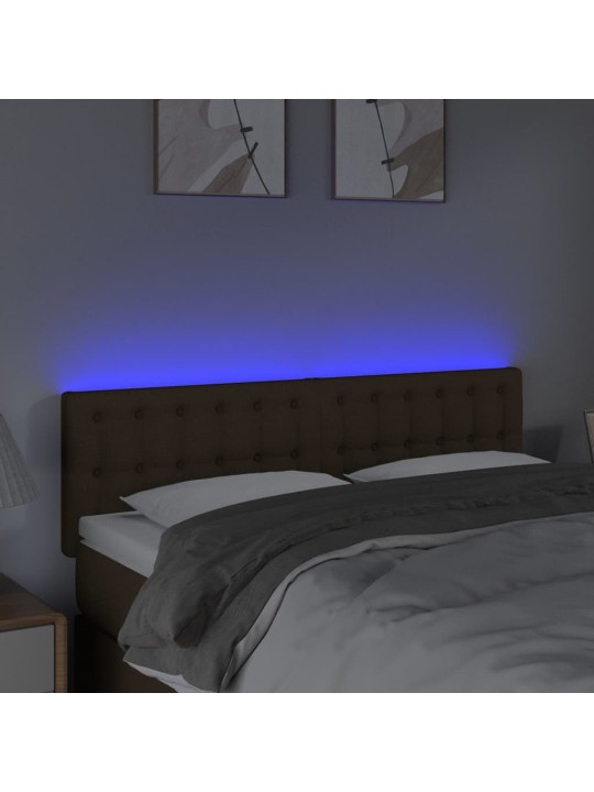 Čelo postele s LED tmavě hnědé 144x5x78/88 cm textil