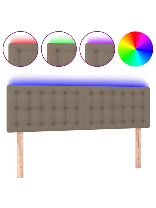 Čelo postele s LED taupe 144x5x78/88 cm textil