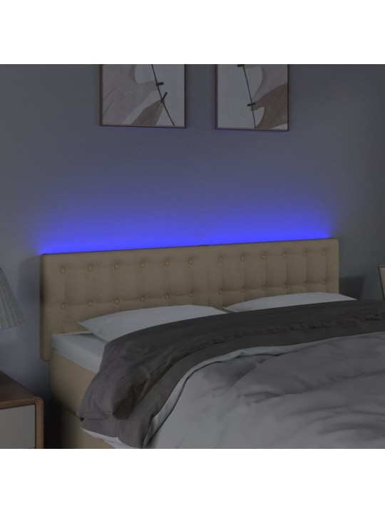 Čelo postele s LED krémové 144x5x78/88 cm textil