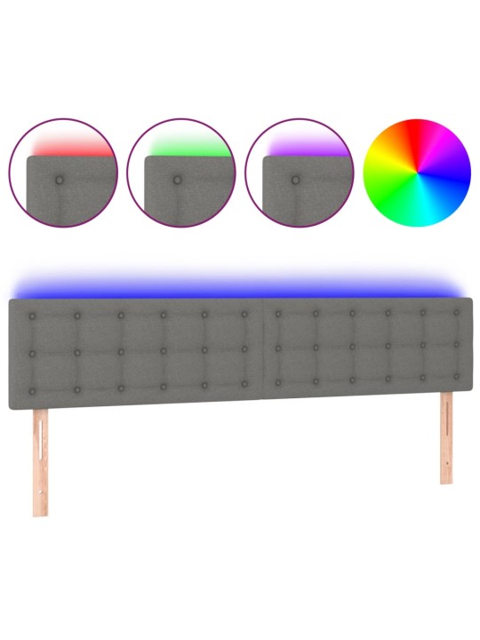 Čelo postele s LED tmavě šedé 160x5x78/88 cm textil