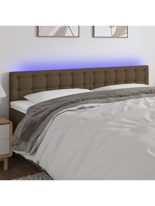 Čelo postele s led tmavě hnědé 160x5x78/88 cm textil
