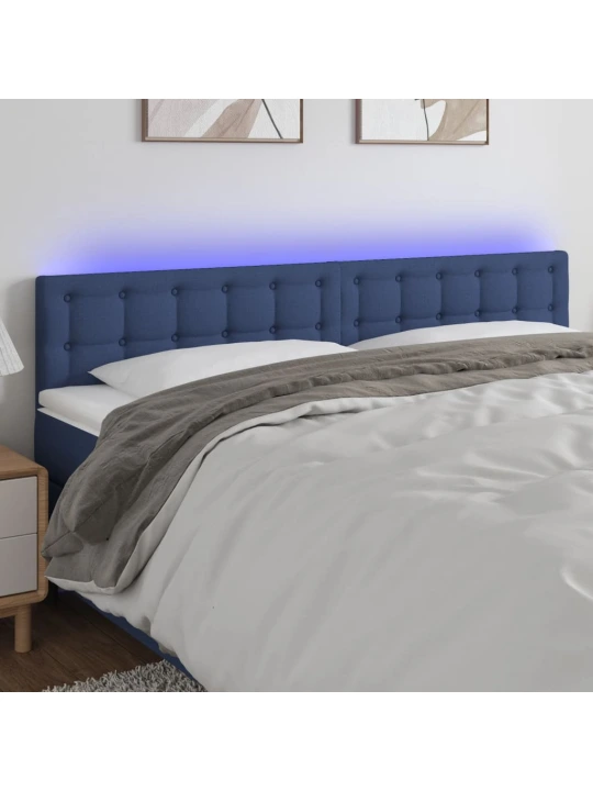 Čelo postele s LED modré 180x5x78/88 cm textil