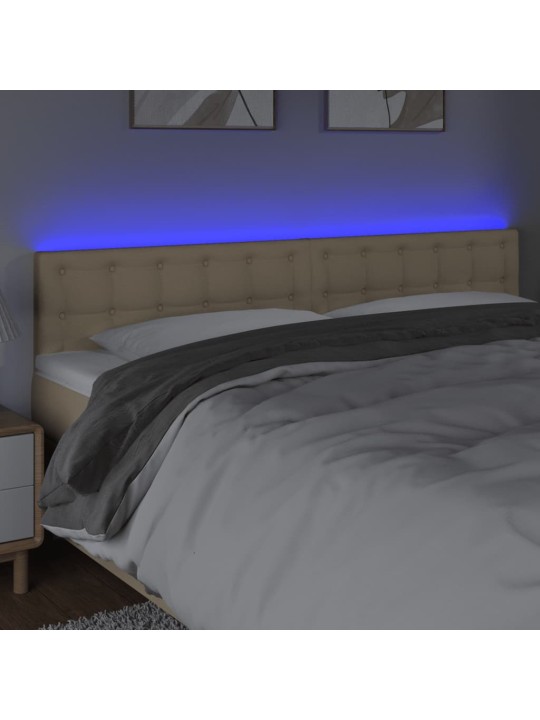 Čelo postele s led krémové 200x5x78/88 cm textil