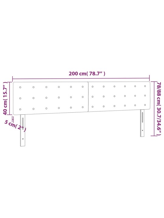 Čelo postele s led krémové 200x5x78/88 cm textil
