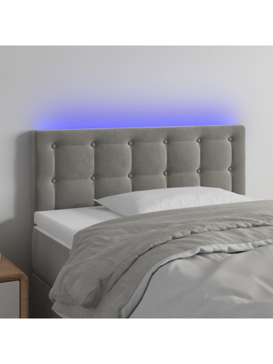 Čelo postele s LED světle šedé 80 x 5 x 78/88 cm samet