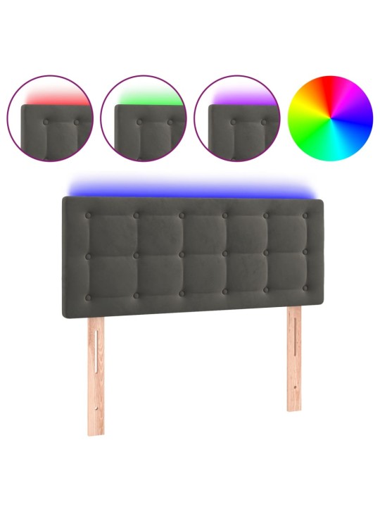 Čelo postele s LED tmavě šedé 80 x 5 x 78/88 cm samet