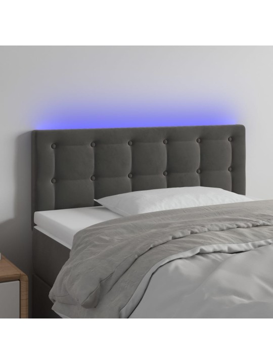 Čelo postele s LED tmavě šedé 80 x 5 x 78/88 cm samet