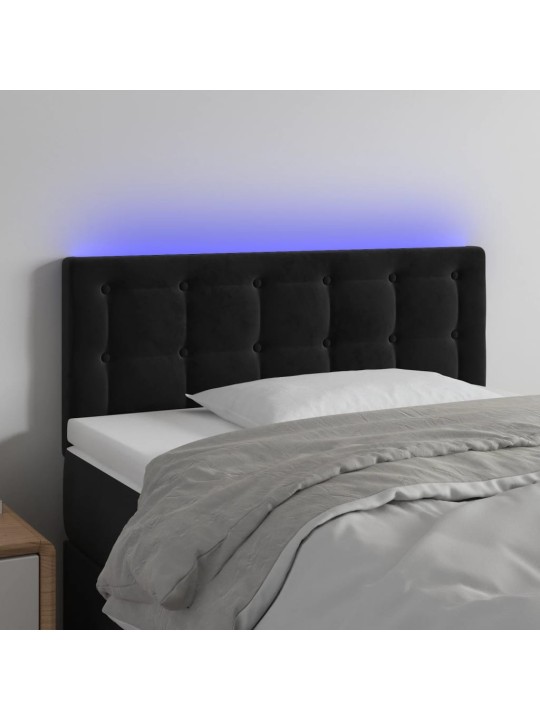 Čelo postele s LED černé 80 x 5 x 78/88 cm samet