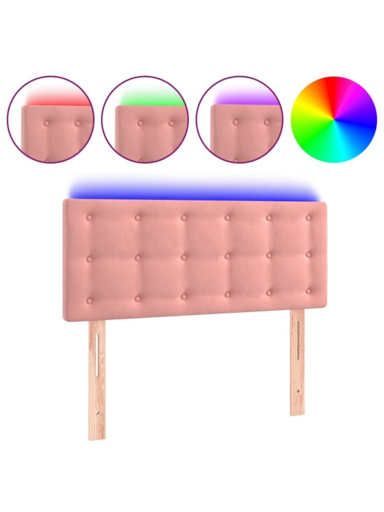 Čelo postele s LED růžové 80 x 5 x 78/88 cm samet