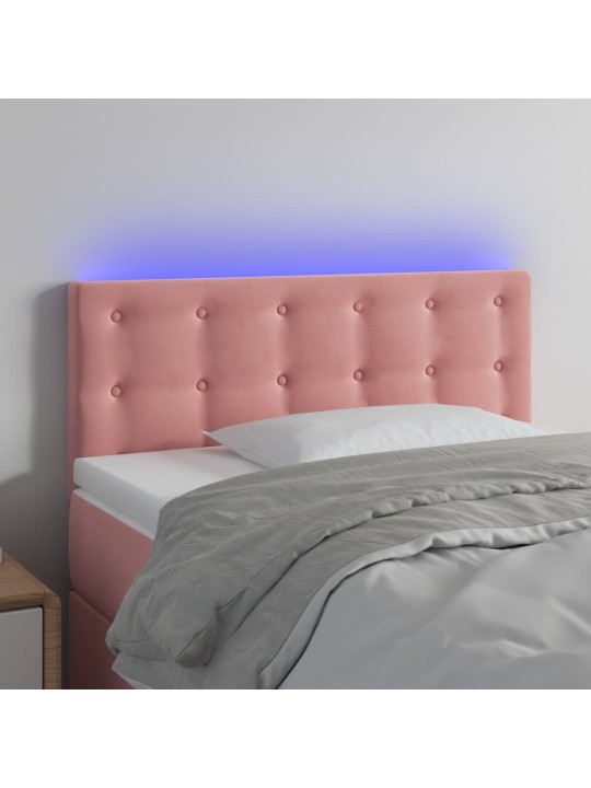 Čelo postele s LED růžové 80 x 5 x 78/88 cm samet
