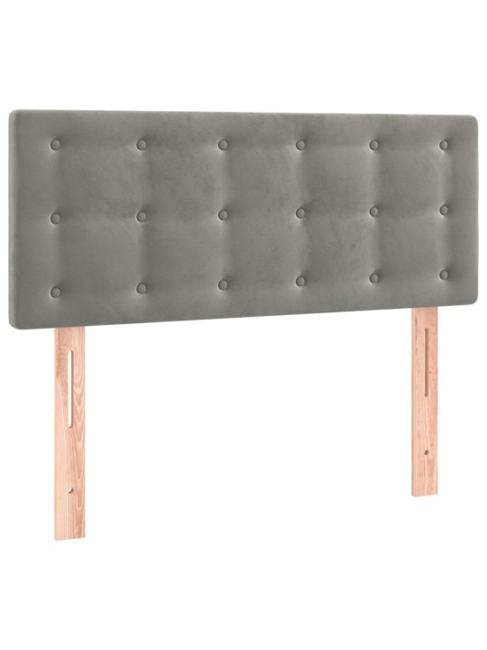 Čelo postele s LED světle šedé 90x5x78/88 cm samet