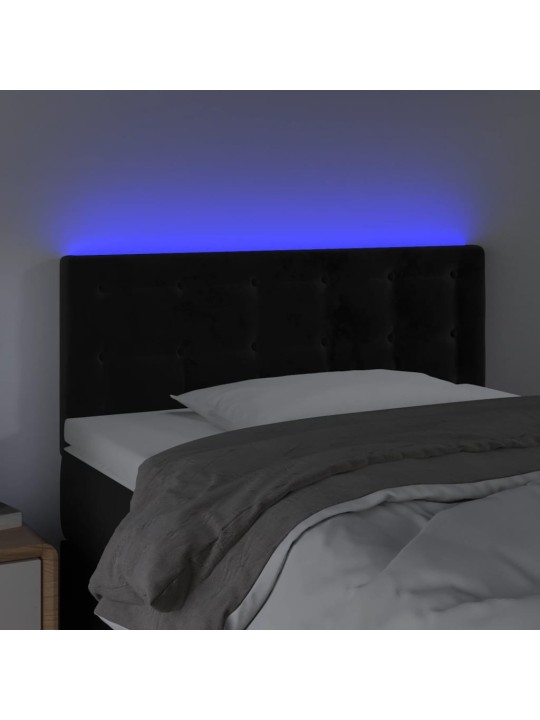 Čelo postele s LED černé 90x5x78/88 cm samet