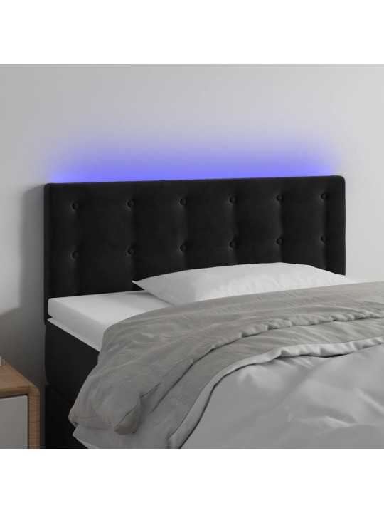 Čelo postele s LED černé 90x5x78/88 cm samet