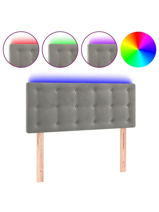 Čelo postele s LED světle šedé 100 x 5 x 78/88 cm samet