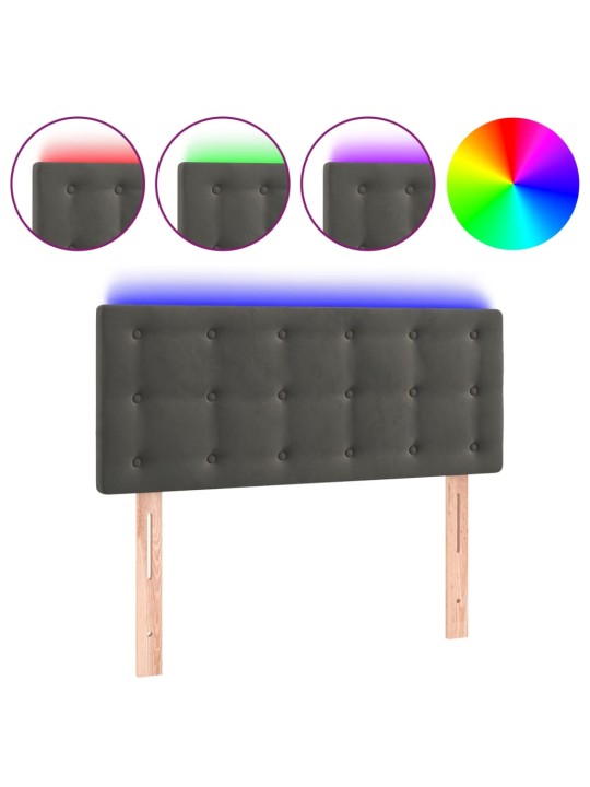 Čelo postele s LED tmavě šedé 100x5x78/88 cm samet