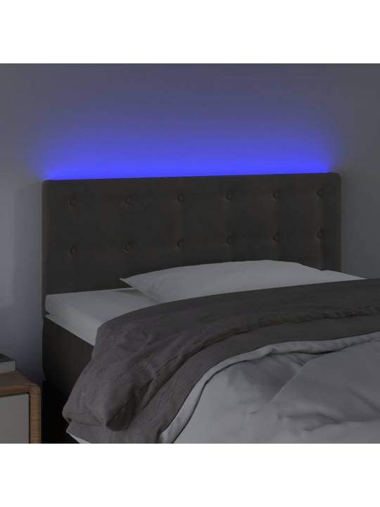 Čelo postele s LED tmavě šedé 100x5x78/88 cm samet