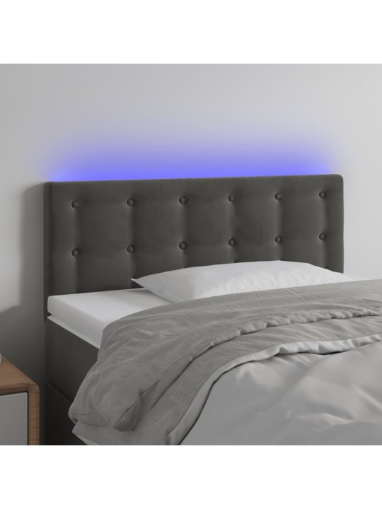 Čelo postele s LED tmavě šedé 100x5x78/88 cm samet