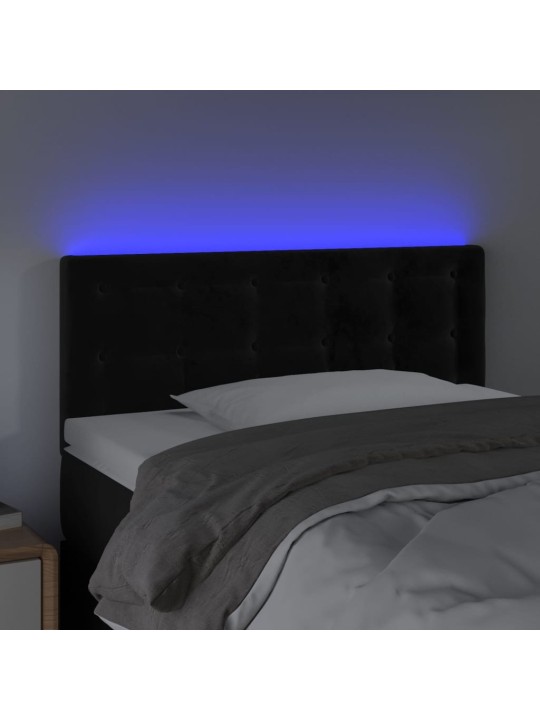 Čelo postele s LED černé 100x5x78/88 cm samet