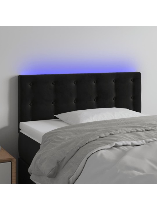 Čelo postele s LED černé 100x5x78/88 cm samet