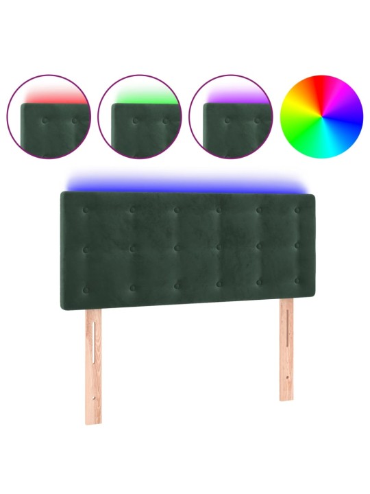 Čelo postele s led tmavě zelené 100x5x78/88 cm samet