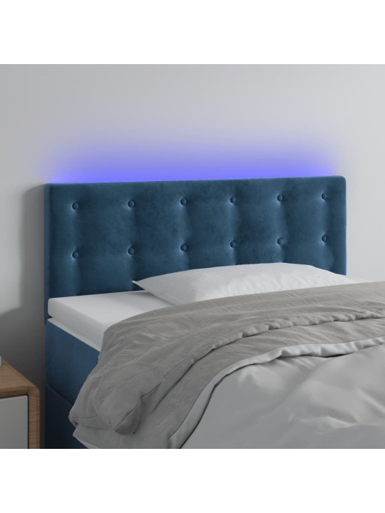 Čelo postele s led tmavě modré 100x5x78/88 cm samet