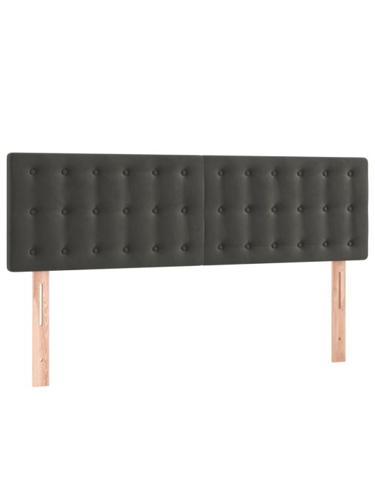 Čelo postele s LED tmavě šedé 144x5x78/88 cm samet