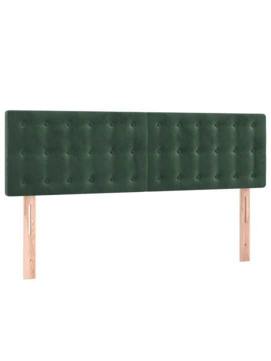 Čelo postele s LED tmavě zelené 144x5x78/88 cm samet