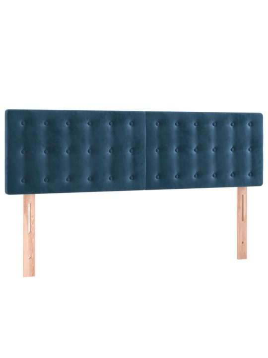Čelo postele s LED tmavě modré 144x5x78/88 cm samet