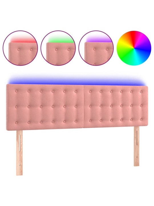 Čelo postele s LED růžové 144x5x78/88 cm samet