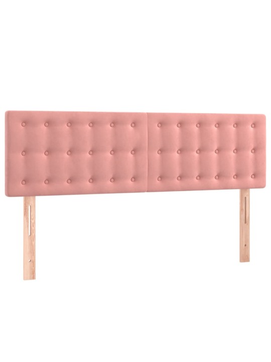 Čelo postele s LED růžové 144x5x78/88 cm samet