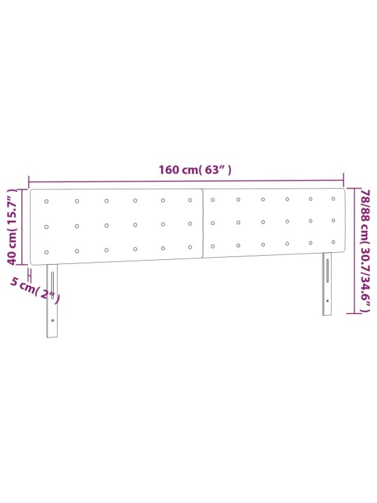 Čelo postele s LED světle šedé 160x5x78/88 cm samet