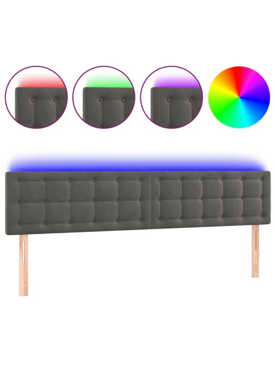 Čelo postele s LED tmavě šedé 160x5x78/88 cm samet
