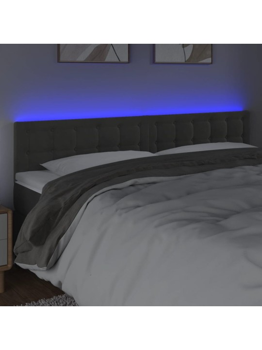 Čelo postele s LED tmavě šedé 160x5x78/88 cm samet