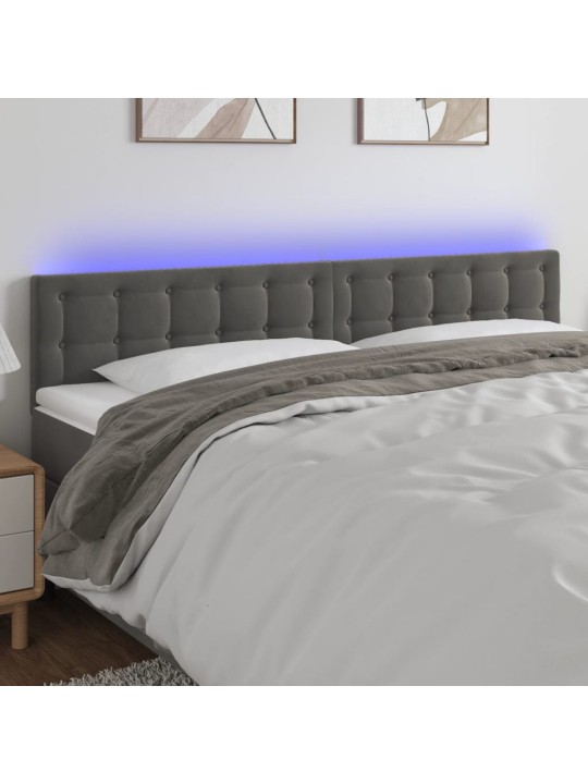 Čelo postele s LED tmavě šedé 160x5x78/88 cm samet