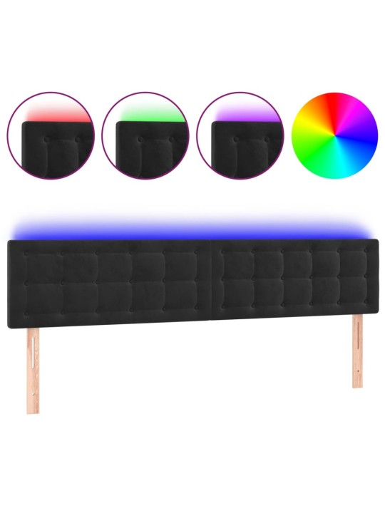 Čelo postele s LED černé 160x5x78/88 cm samet