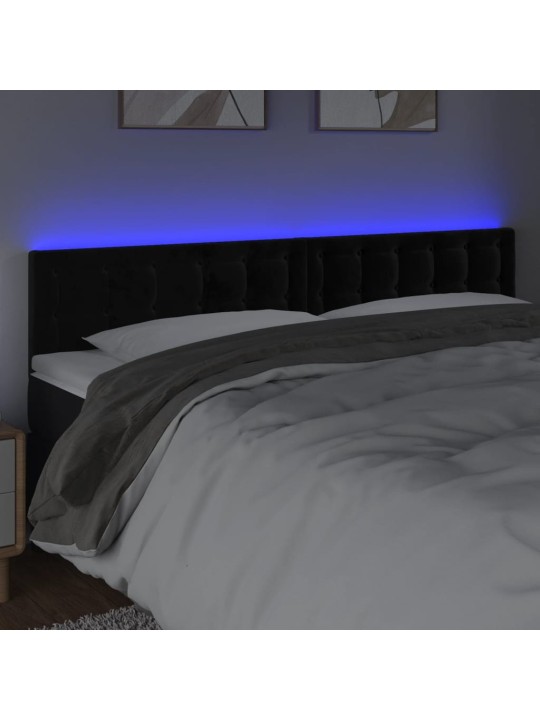 Čelo postele s LED černé 160x5x78/88 cm samet