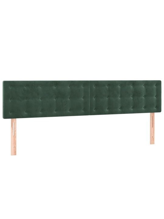 Čelo postele s led tmavě zelené 160x5x78/88 cm samet