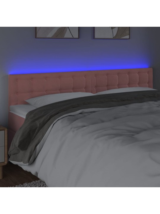 Čelo postele s LED růžové 160x5x78/88 cm samet