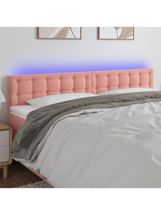Čelo postele s LED růžové 160x5x78/88 cm samet